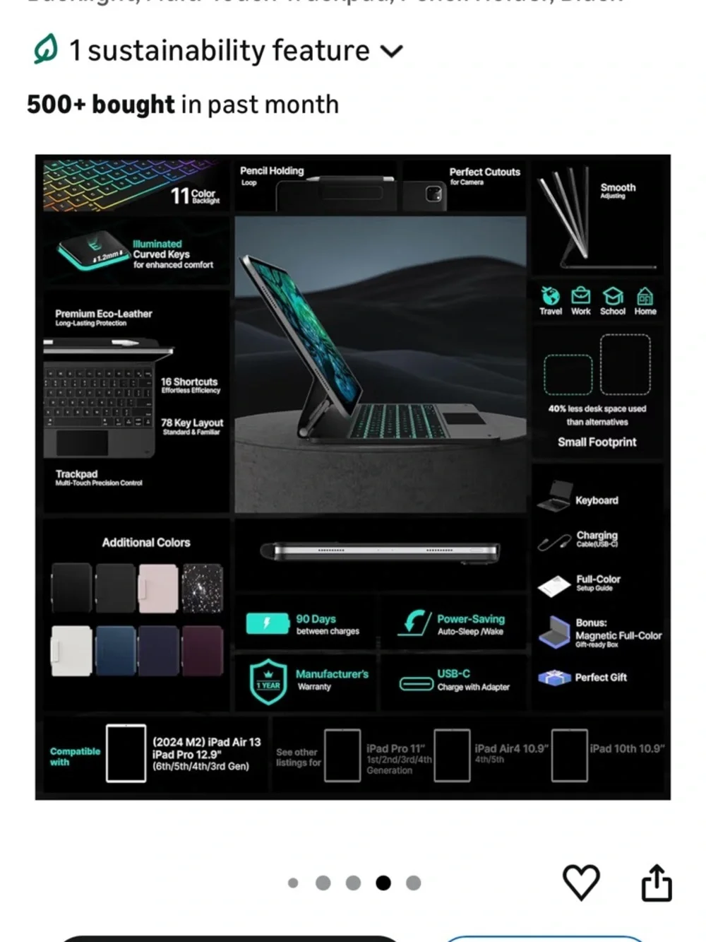 Universal Black Tablet Keyboard Case with RGB Backlight